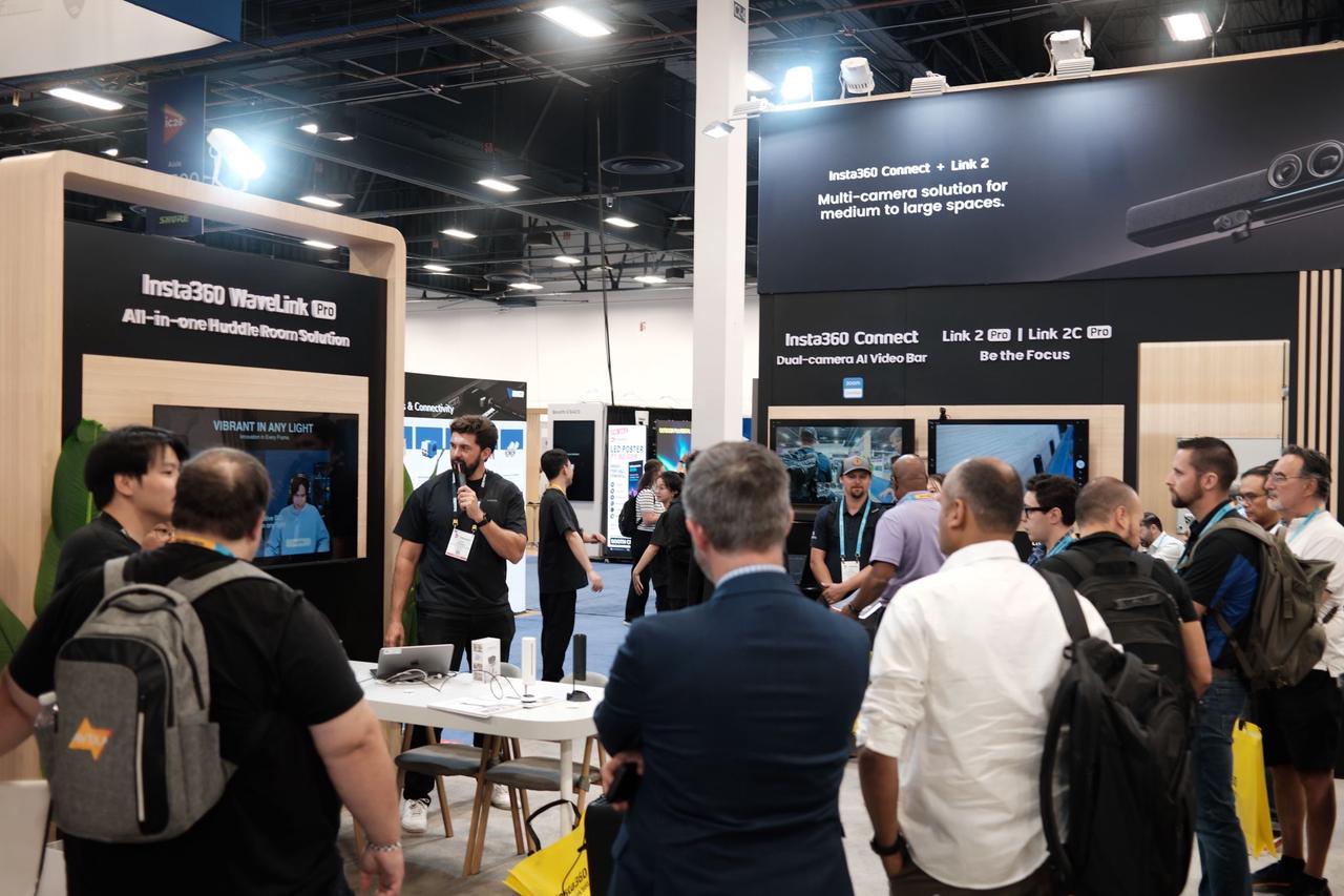 An image of Insta360's booth at Infocomm 2026 in Las Vegas. 